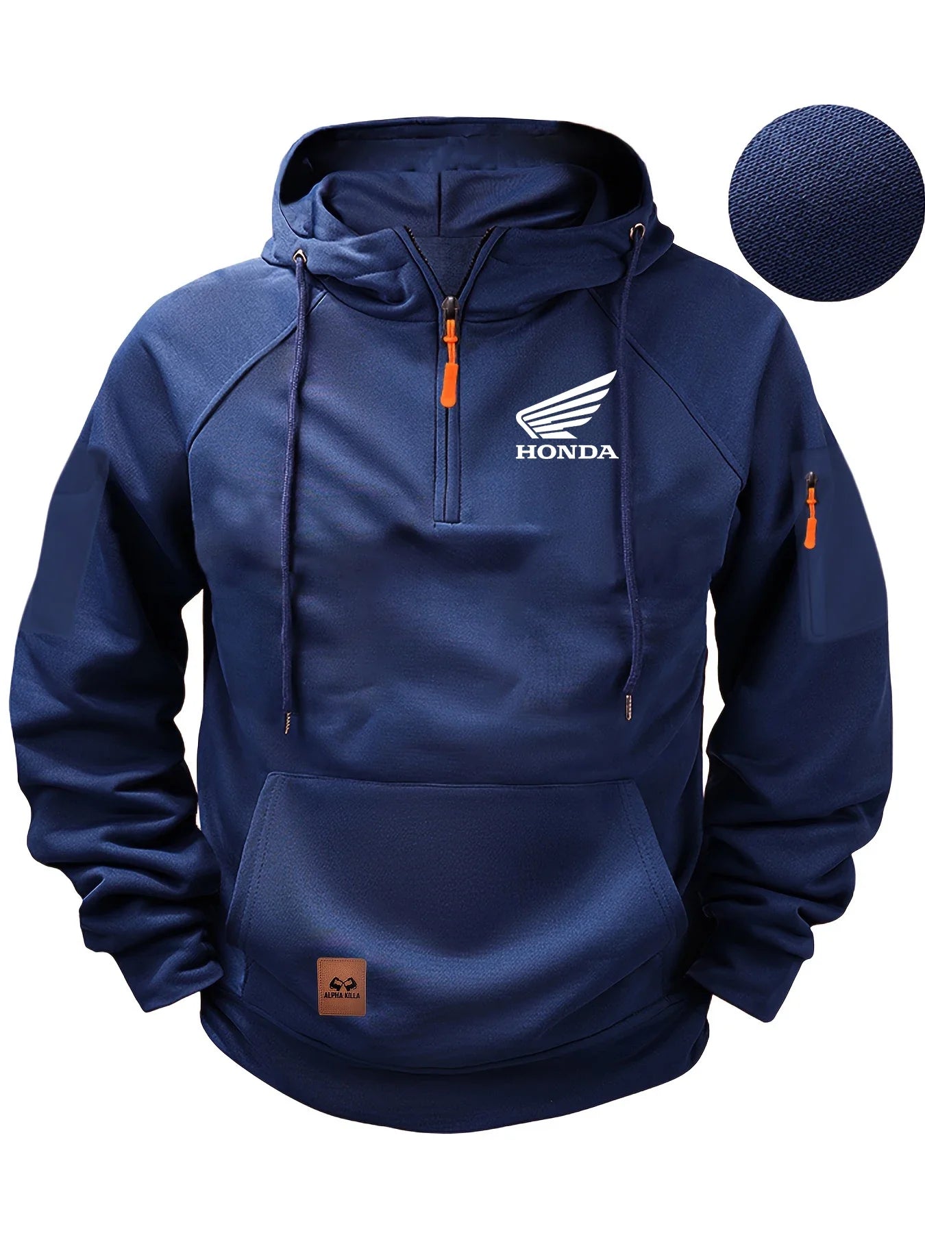 2025 New Honda Racing Team Outdoor Cycling Fashion Street Half Zip Hoodie Men's Motorcycle Racing Casual HRC Warm Hoodie
