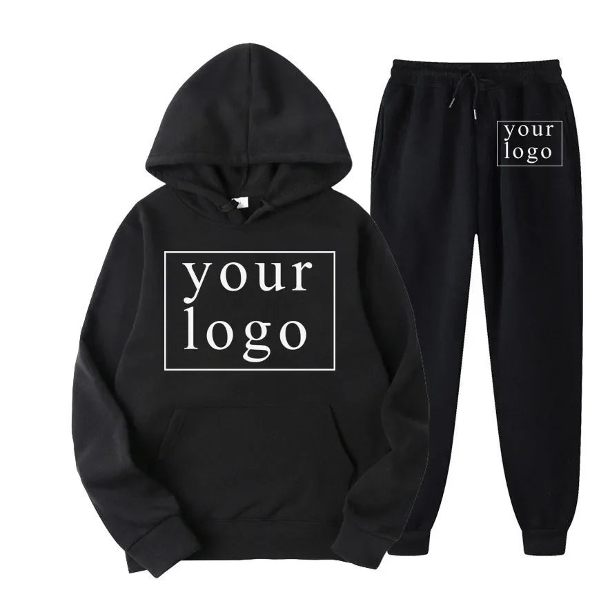 Design Your Own Brand Logo/Picture Personalized Custom Anywhere Men Women DIY Casual solid color hoodie set Fashion New