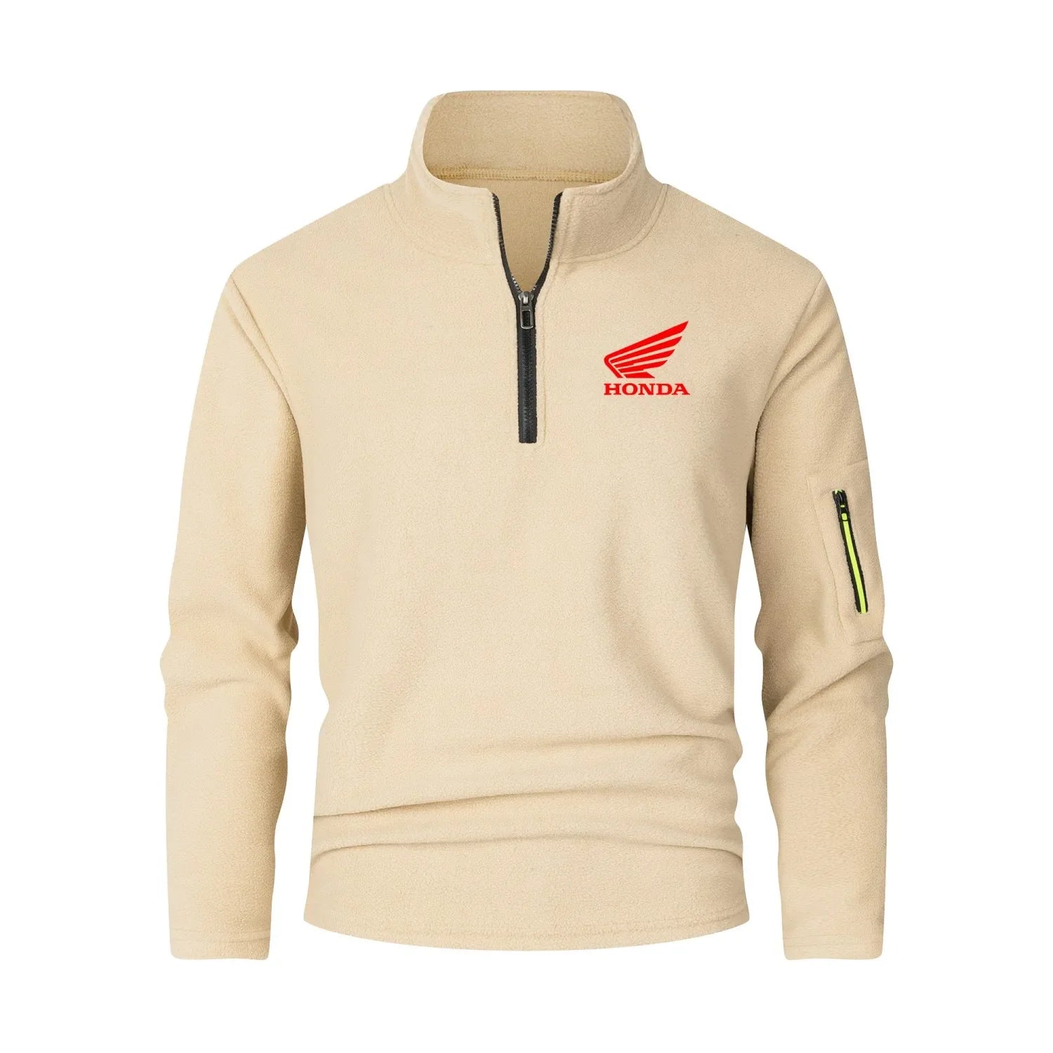 Honda Logo Motorcycle Long-sleeved Stand-up Collar Half-zip Sweatshirt Thick Warm Long-sleeved Top Autumn and Winter Jacket