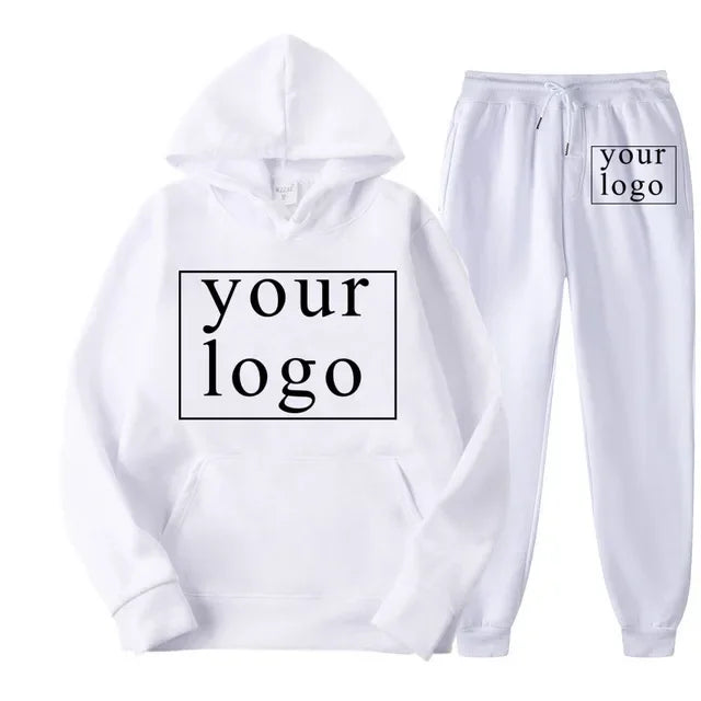 Design Your Own Brand Logo/Picture Personalized Custom Anywhere Men Women DIY Casual solid color hoodie set Fashion New