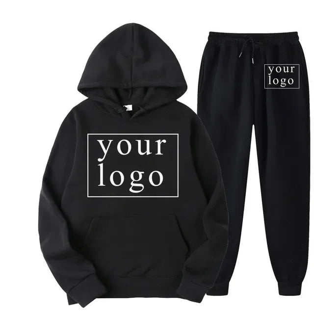Design Your Own Brand Logo/Picture Personalized Custom Anywhere Men Women DIY Casual solid color hoodie set Fashion New