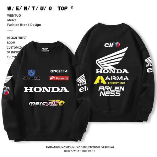 Autumn Honda outdoor street cotton men's hoodie pullover round-neck long-sleeved motorcycle riding top loose women's sportswear
