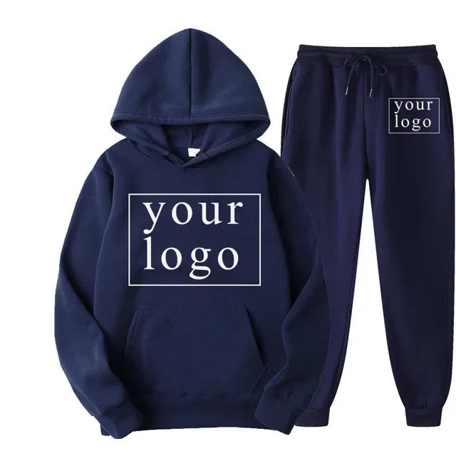 Design Your Own Brand Logo/Picture Personalized Custom Anywhere Men Women DIY Casual solid color hoodie set Fashion New
