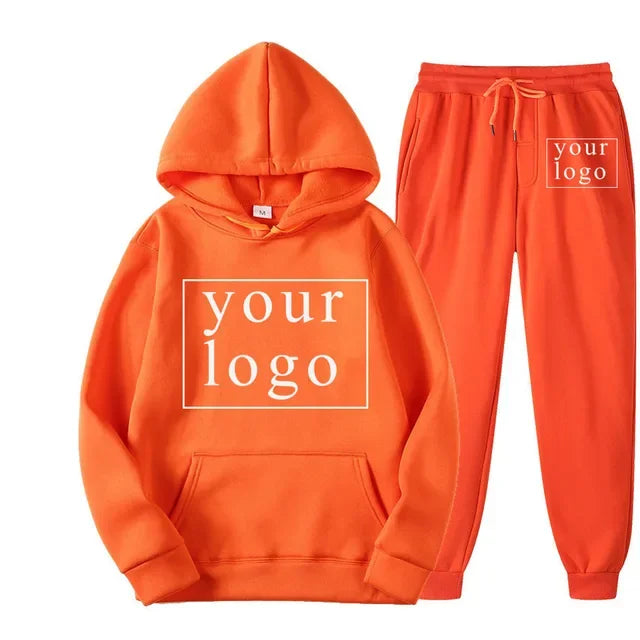 Design Your Own Brand Logo/Picture Personalized Custom Anywhere Men Women DIY Casual solid color hoodie set Fashion New