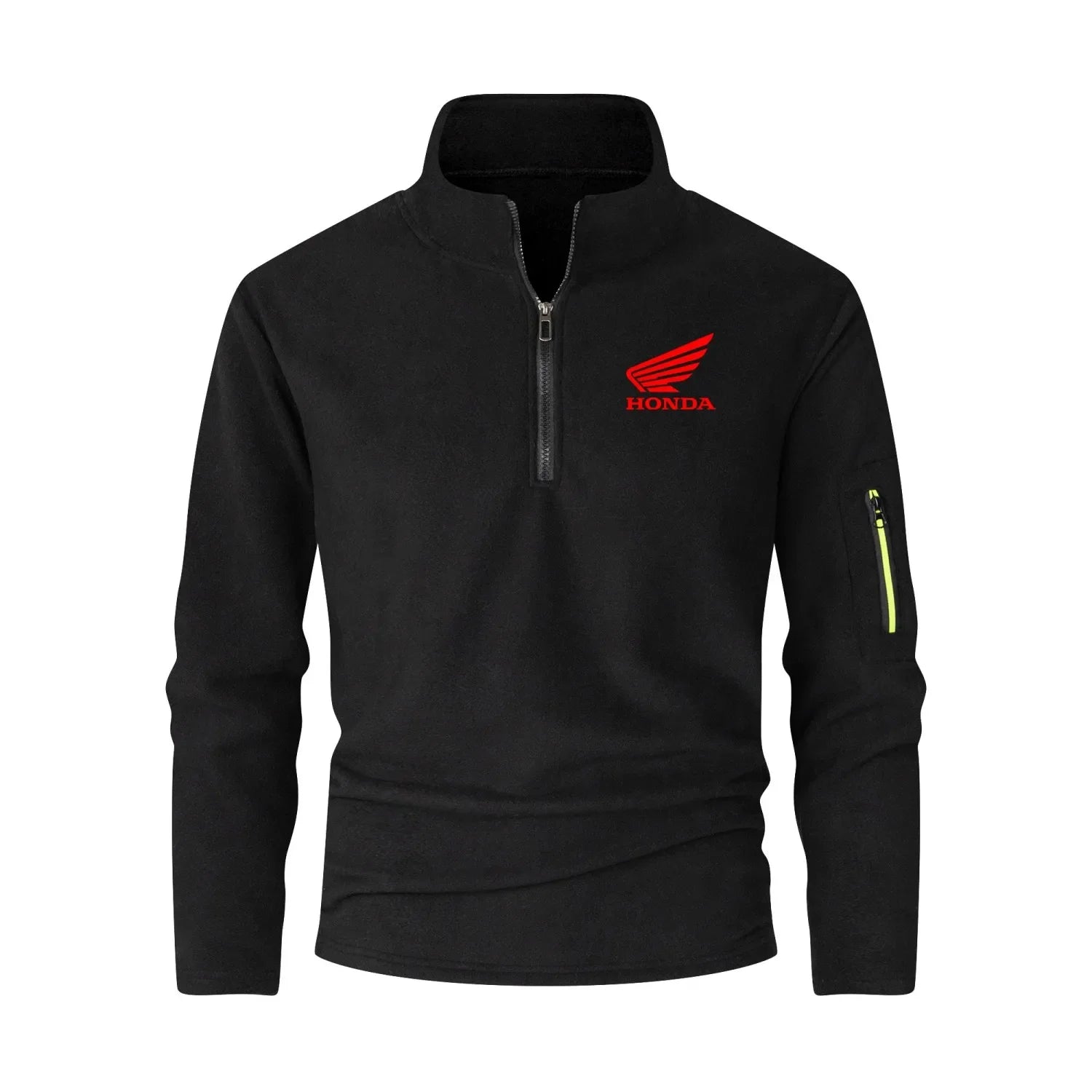 Honda Logo Motorcycle Long-sleeved Stand-up Collar Half-zip Sweatshirt Thick Warm Long-sleeved Top Autumn and Winter Jacket