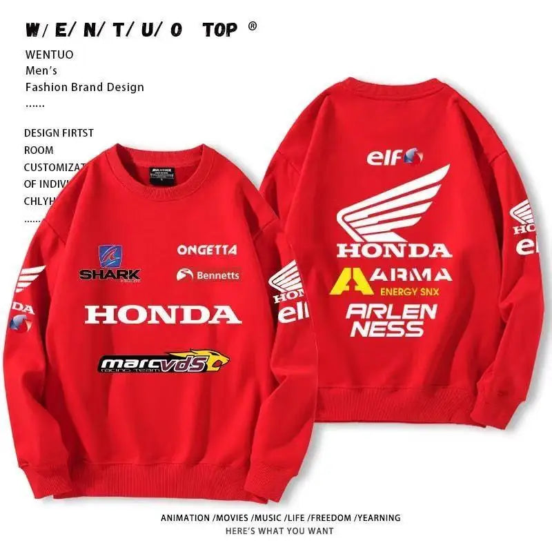 Autumn Honda outdoor street cotton men's hoodie pullover round-neck long-sleeved motorcycle riding top loose women's sportswear