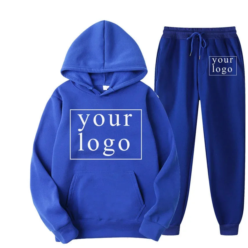 Design Your Own Brand Logo/Picture Personalized Custom Anywhere Men Women DIY Casual solid color hoodie set Fashion New