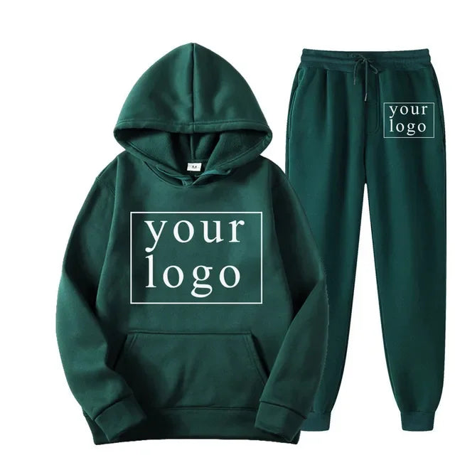 Design Your Own Brand Logo/Picture Personalized Custom Anywhere Men Women DIY Casual solid color hoodie set Fashion New