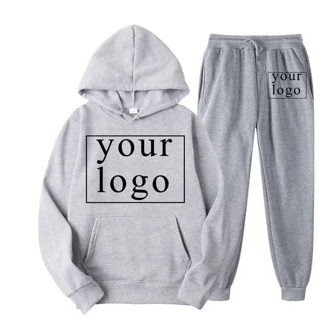Design Your Own Brand Logo/Picture Personalized Custom Anywhere Men Women DIY Casual solid color hoodie set Fashion New