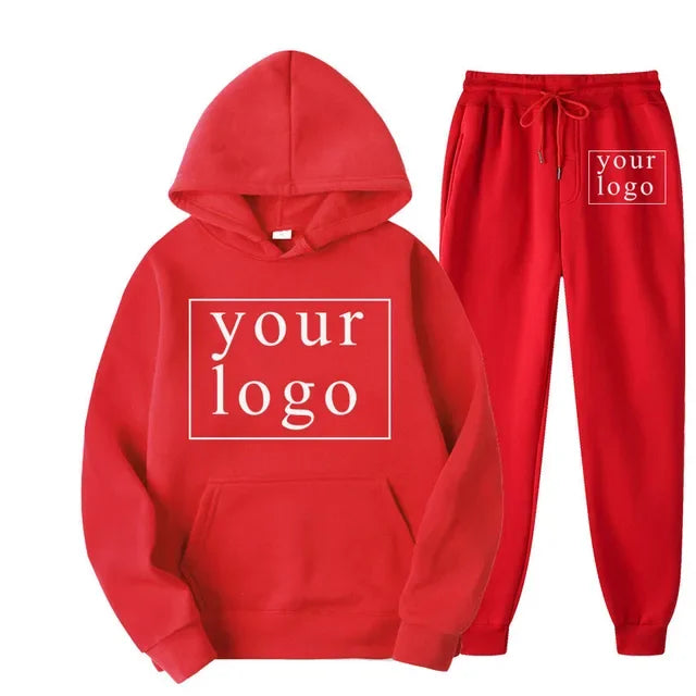 Design Your Own Brand Logo/Picture Personalized Custom Anywhere Men Women DIY Casual solid color hoodie set Fashion New