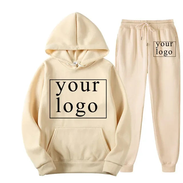Design Your Own Brand Logo/Picture Personalized Custom Anywhere Men Women DIY Casual solid color hoodie set Fashion New