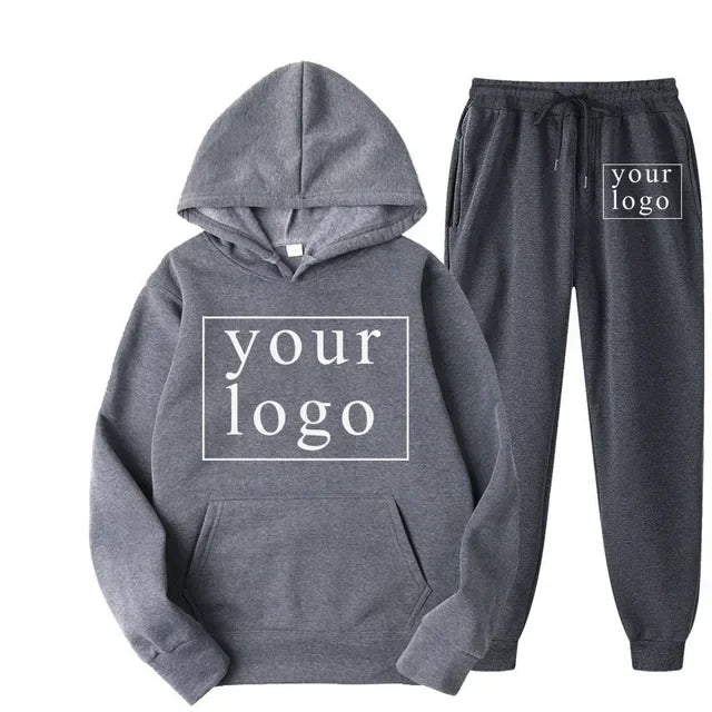 Design Your Own Brand Logo/Picture Personalized Custom Anywhere Men Women DIY Casual solid color hoodie set Fashion New